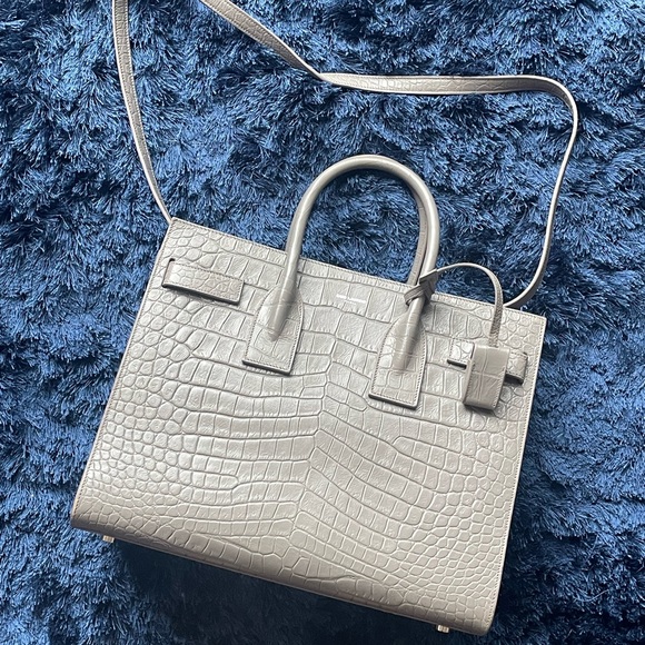 Saint Laurent Classic Sac De Jour Nano In Embossed Crocodile Shiny